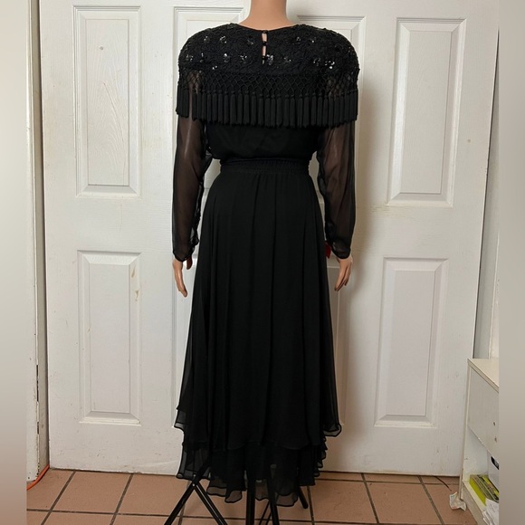 Diane Freis 2 Piece 100% Silk Tassels Blinged Top with 2 layers Flared Skirt - Picture 12 of 14